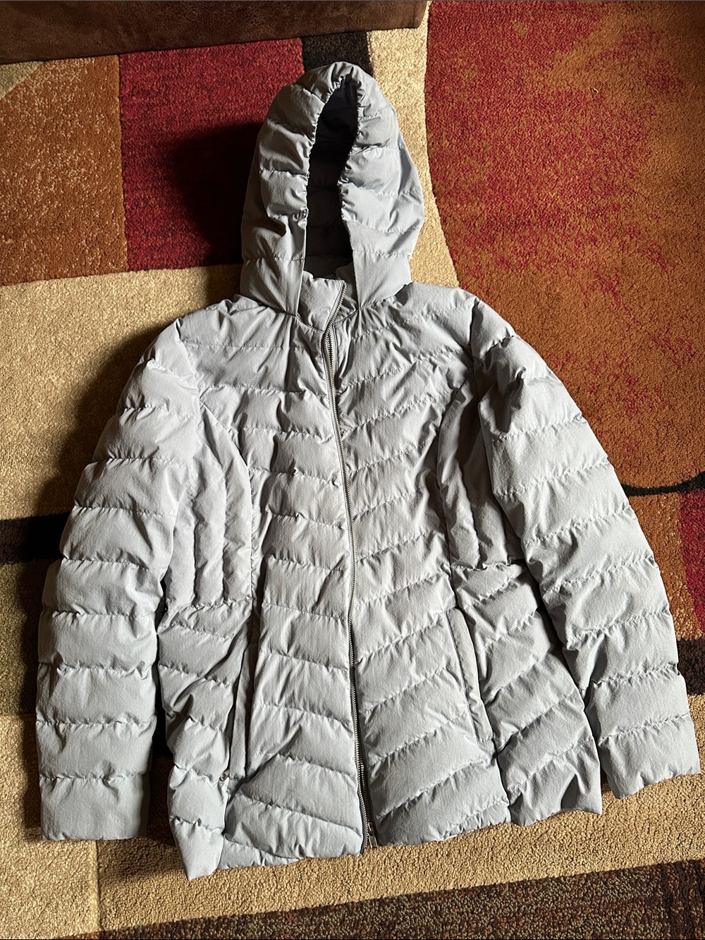32 Degrees Light Gray Quilted Hooded Puffer Jacket